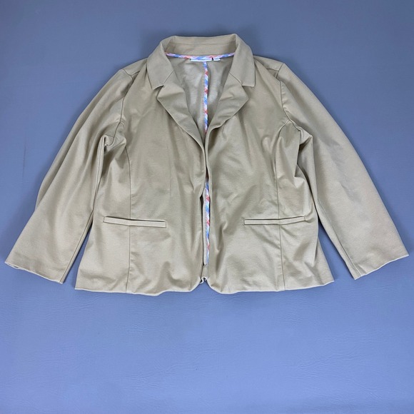 croft & barrow Jackets & Blazers - Croft & Barrow Blazer Jacket Women's Size Large Tan Beige Open Front Stretch